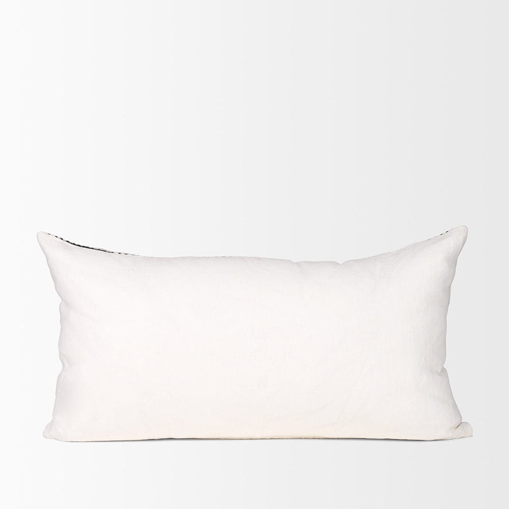 Mercana - Jenna Cream w/ Black Print Linen Lumbar Decorative Pillow Cover - 70322 view 4