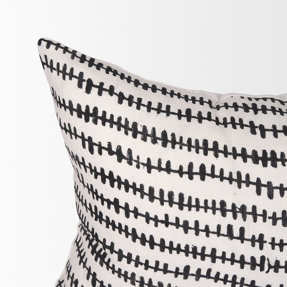 Mercana - Jenna Cream w/ Black Print Linen Lumbar Decorative Pillow Cover - 70322 view 5