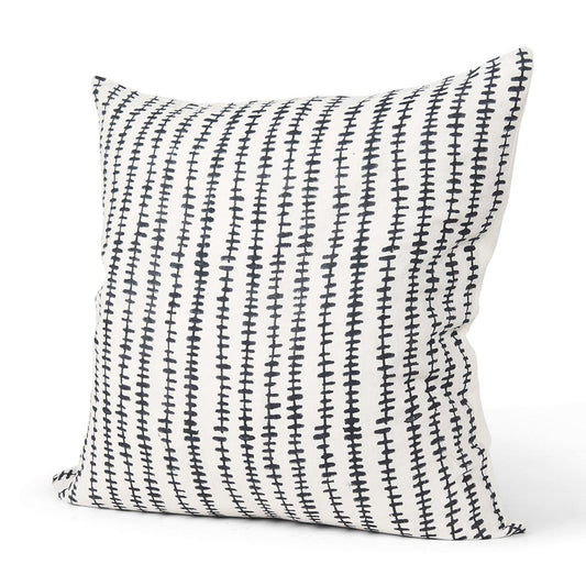 Mercana - Jenna Cream w/ Black Print Linen Square Decorative Pillow Cover - 70321 view 1