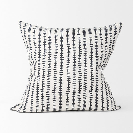 Mercana - Jenna Cream w/ Black Print Linen Square Decorative Pillow Cover - 70321 view 2