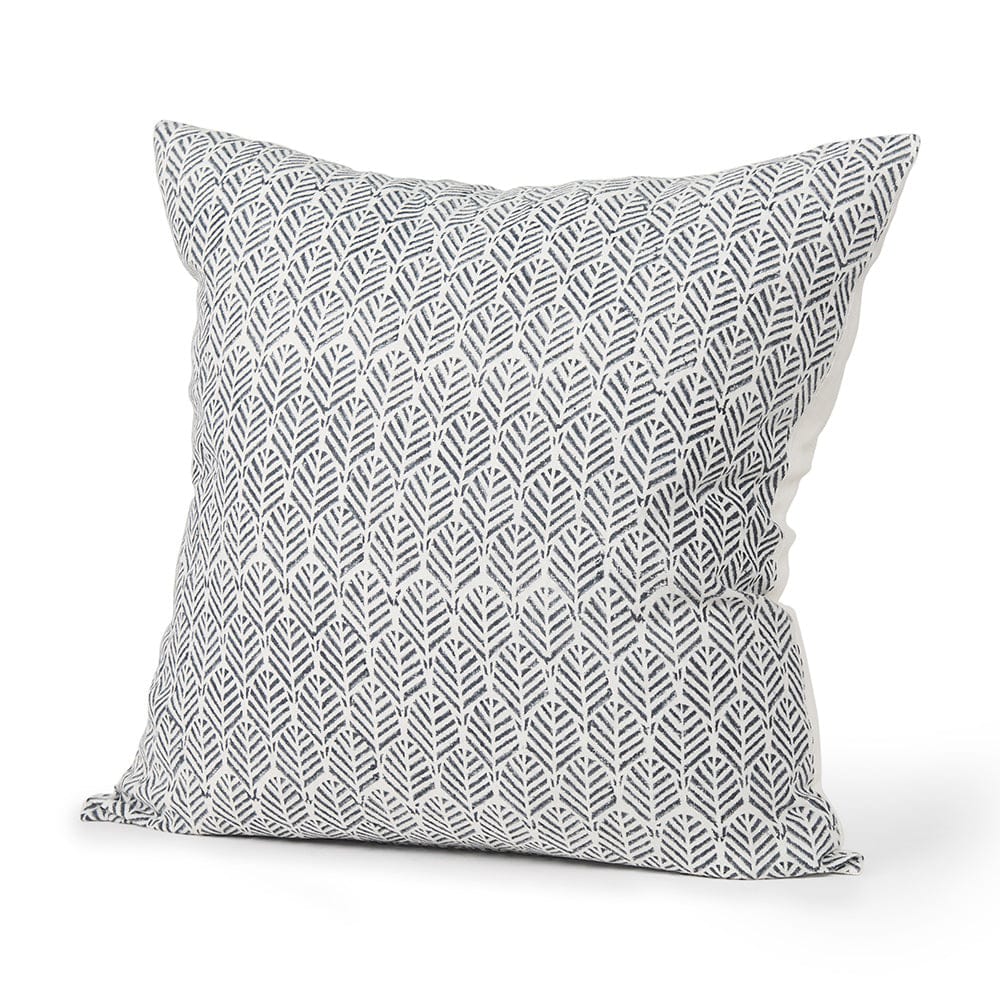 Mercana - Jennelle Cream w/ Indigo Print Linen Square Decorative Pillow Cover - 70319 view 1