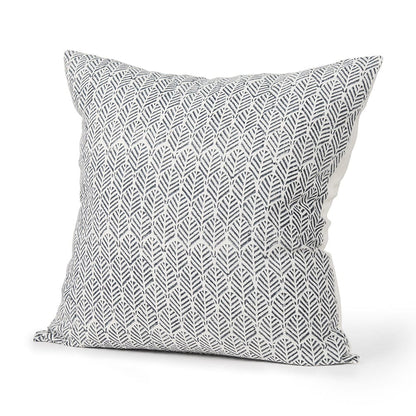 Mercana - Jennelle Cream w/ Indigo Print Linen Square Decorative Pillow Cover - 70319 view 1