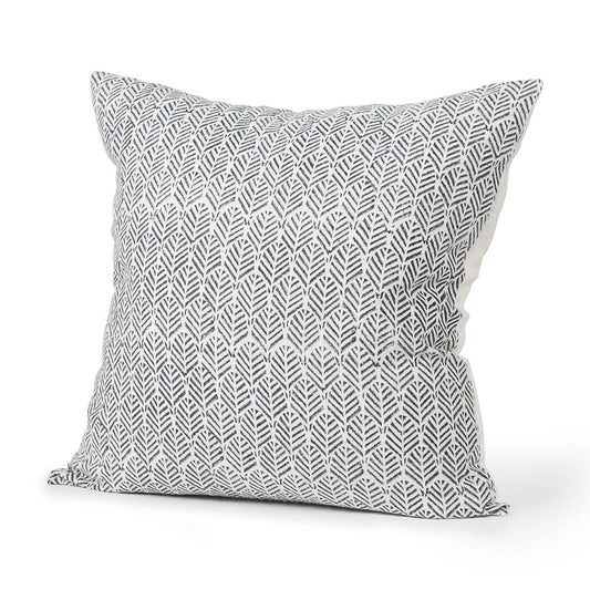 Mercana - Jennelle Cream w/ Indigo Print Linen Square Decorative Pillow Cover - 70319 view 1