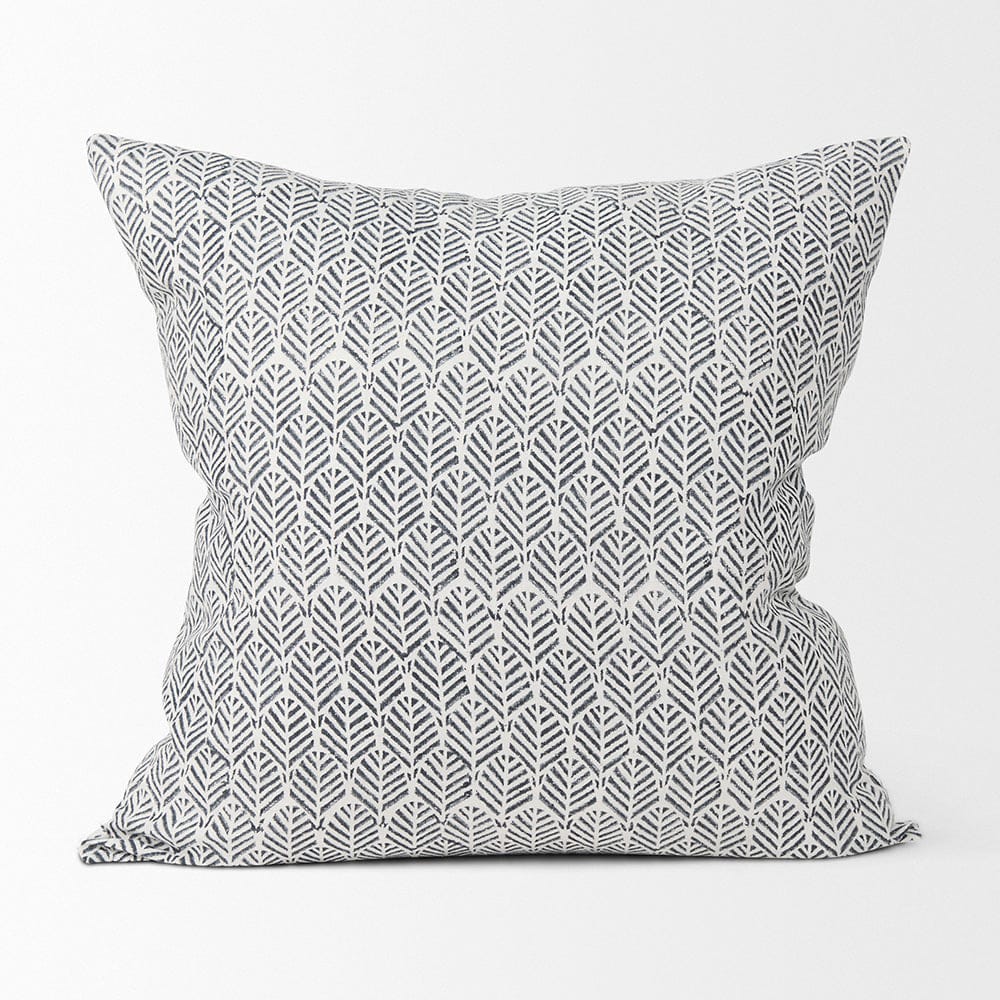 Mercana - Jennelle Cream w/ Indigo Print Linen Square Decorative Pillow Cover - 70319 view 2