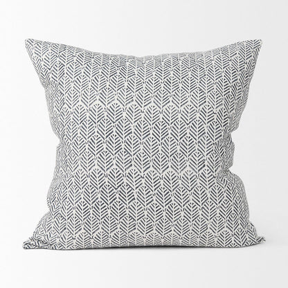 Mercana - Jennelle Cream w/ Indigo Print Linen Square Decorative Pillow Cover - 70319 view 2