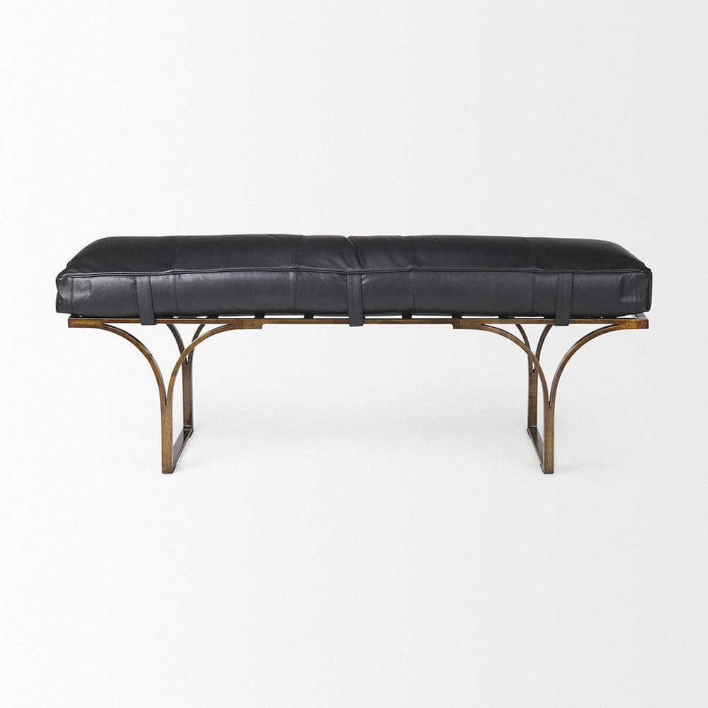 Mercana - Jessie 55L x 16W Black Leather Seat W/Gold Metal Base Accent Bench - 69061 view 2