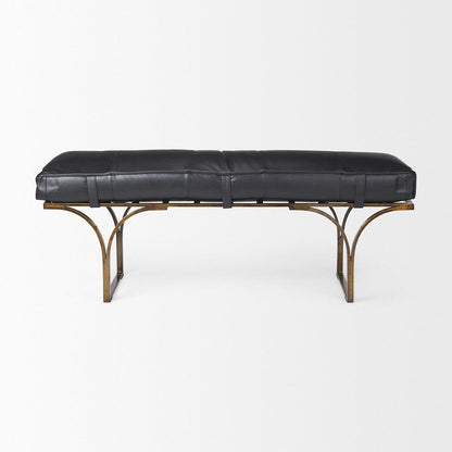 Mercana - Jessie 55L x 16W Black Leather Seat W/Gold Metal Base Accent Bench - 69061 view 2
