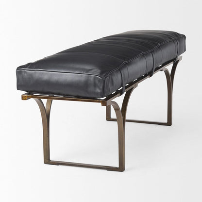 Mercana - Jessie 55L x 16W Black Leather Seat W/Gold Metal Base Accent Bench - 69061 view 4