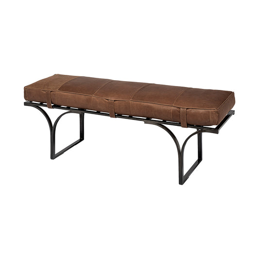 Mercana - Jessie 55L x 16W Brown Leather Seat W/Black Metal Base Accent Bench - 69062 view 1