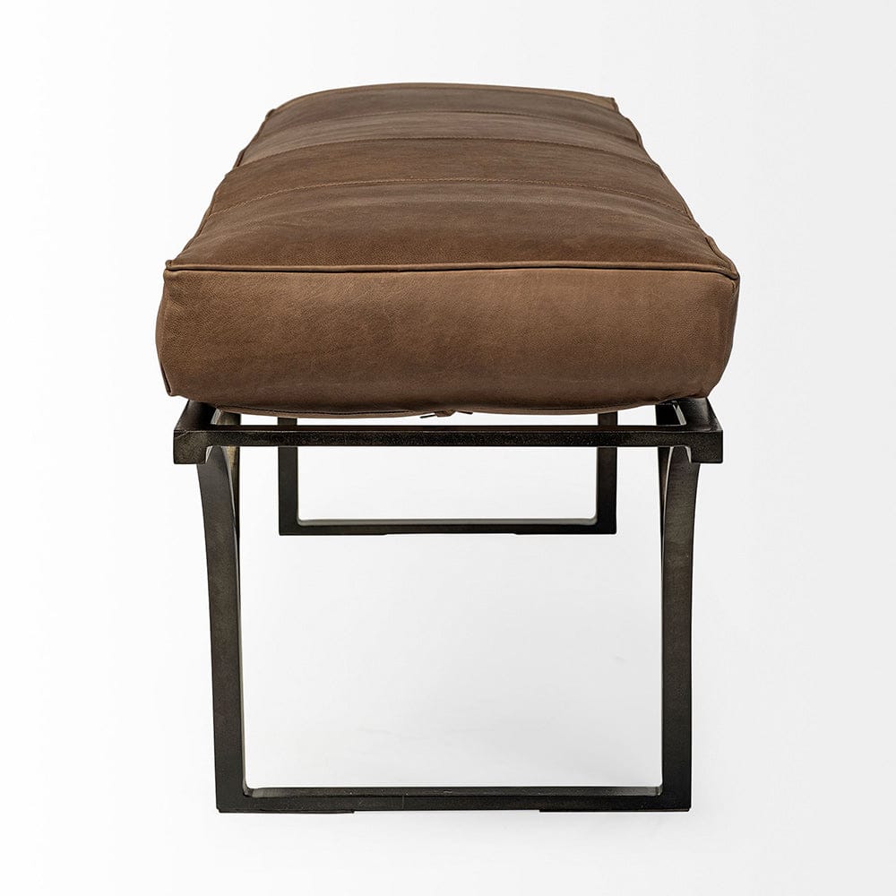 Mercana - Jessie 55L x 16W Brown Leather Seat W/Black Metal Base Accent Bench - 69062 view 2