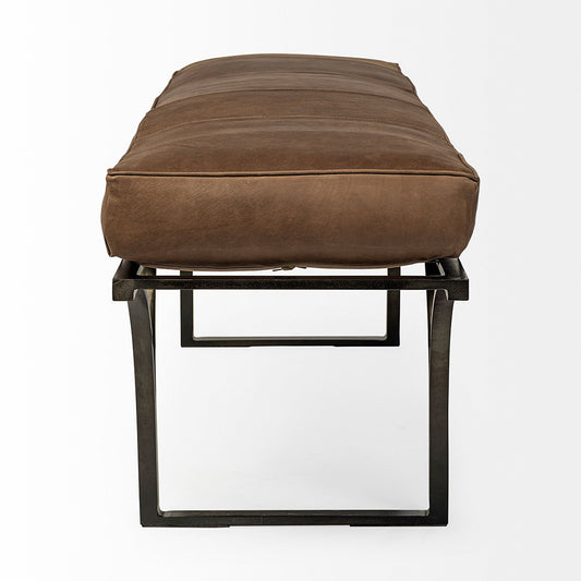 Mercana - Jessie 55L x 16W Brown Leather Seat W/Black Metal Base Accent Bench - 69062 view 2