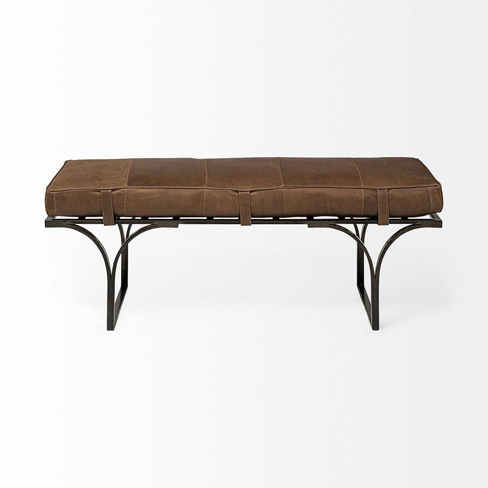 Mercana - Jessie 55L x 16W Brown Leather Seat W/Black Metal Base Accent Bench - 69062 view 3