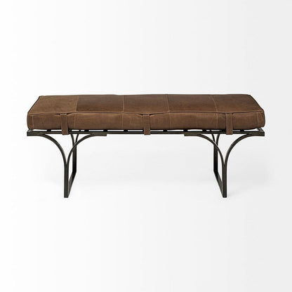 Mercana - Jessie 55L x 16W Brown Leather Seat W/Black Metal Base Accent Bench - 69062 view 3