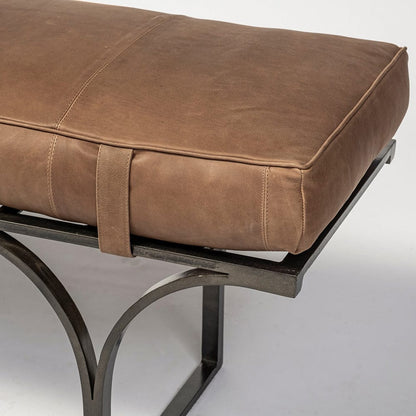 Mercana - Jessie 55L x 16W Brown Leather Seat W/Black Metal Base Accent Bench - 69062 view 4