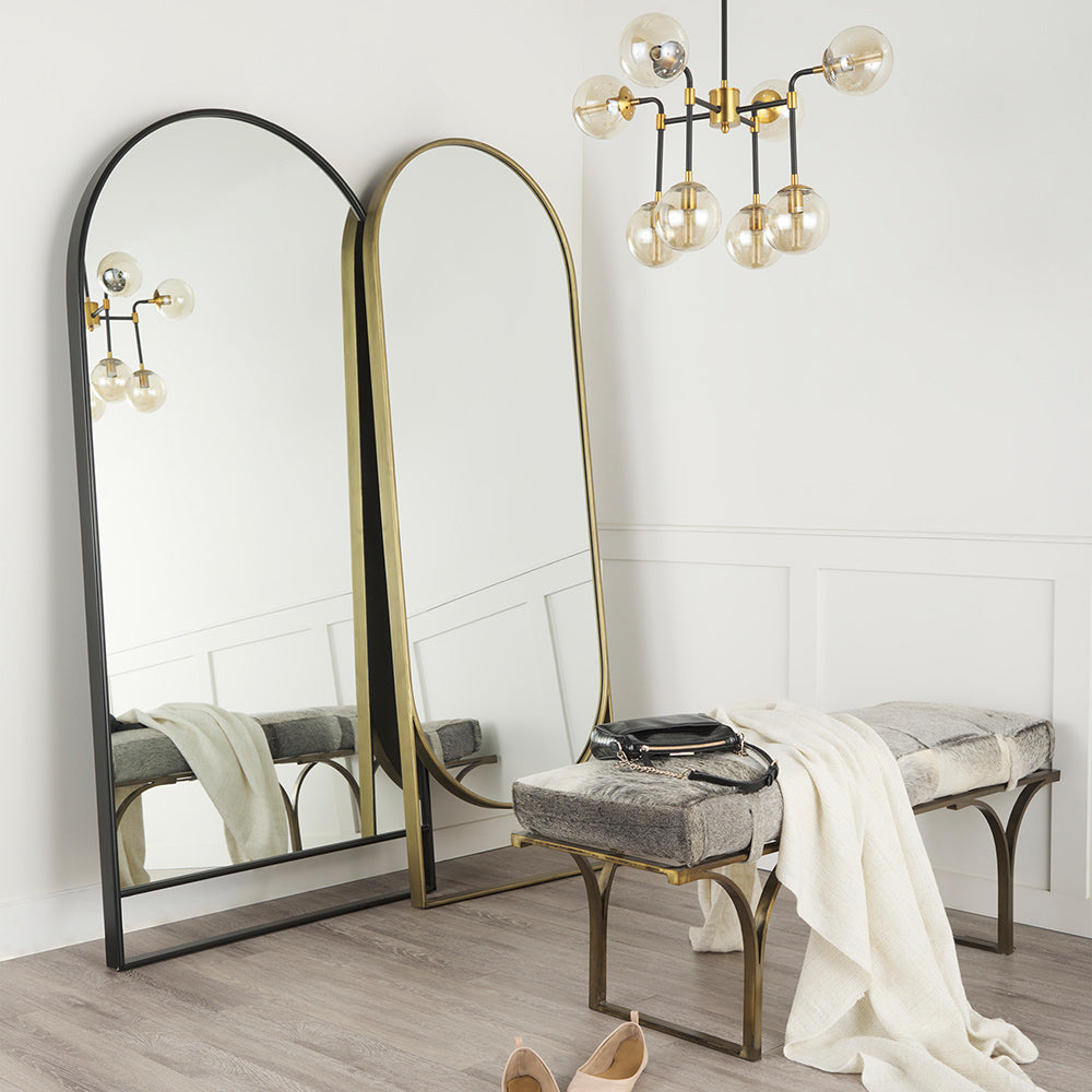 Mercana - Jessie 55L x 16W White/Gray Hair-On-Hide Seat W/Gold Metal Base Accent Bench - 69060 view 9