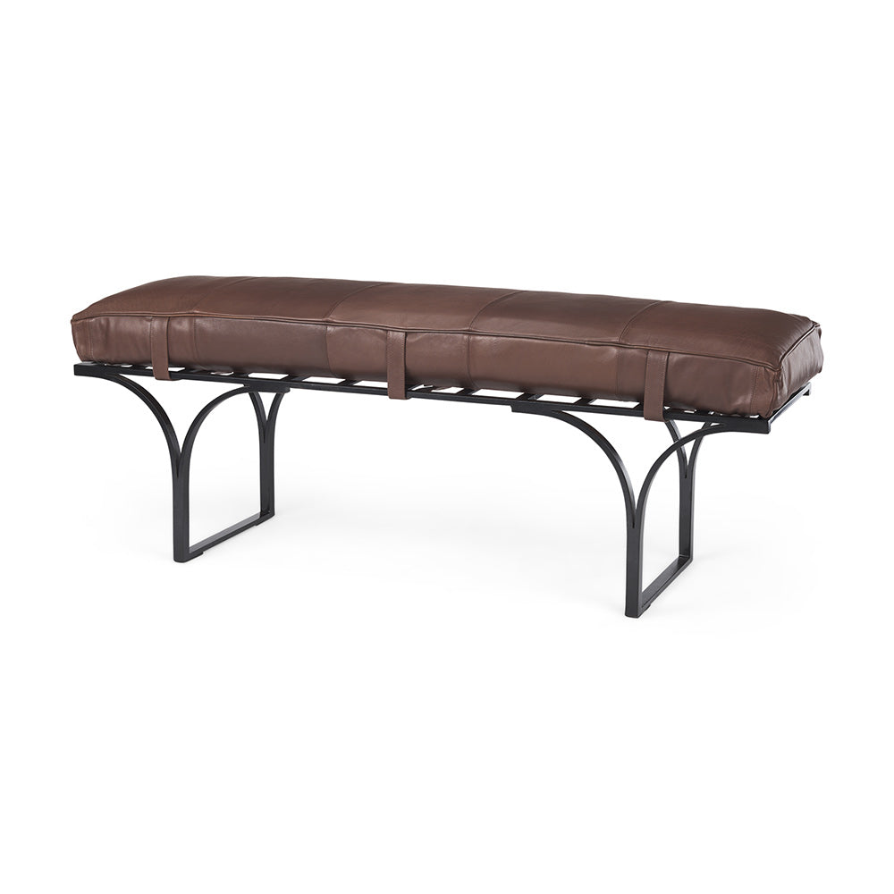 Mercana - Jessie 55L x 16W x 19H Dark Brown Leather Seat W/Black Metal Base Accent Bench - 70052 view 1