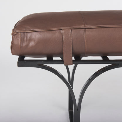 Mercana - Jessie 55L x 16W x 19H Dark Brown Leather Seat W/Black Metal Base Accent Bench - 70052 view 5