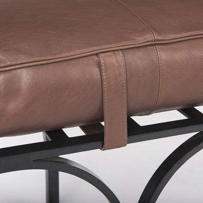 Mercana - Jessie 55L x 16W x 19H Dark Brown Leather Seat W/Black Metal Base Accent Bench - 70052 view 6