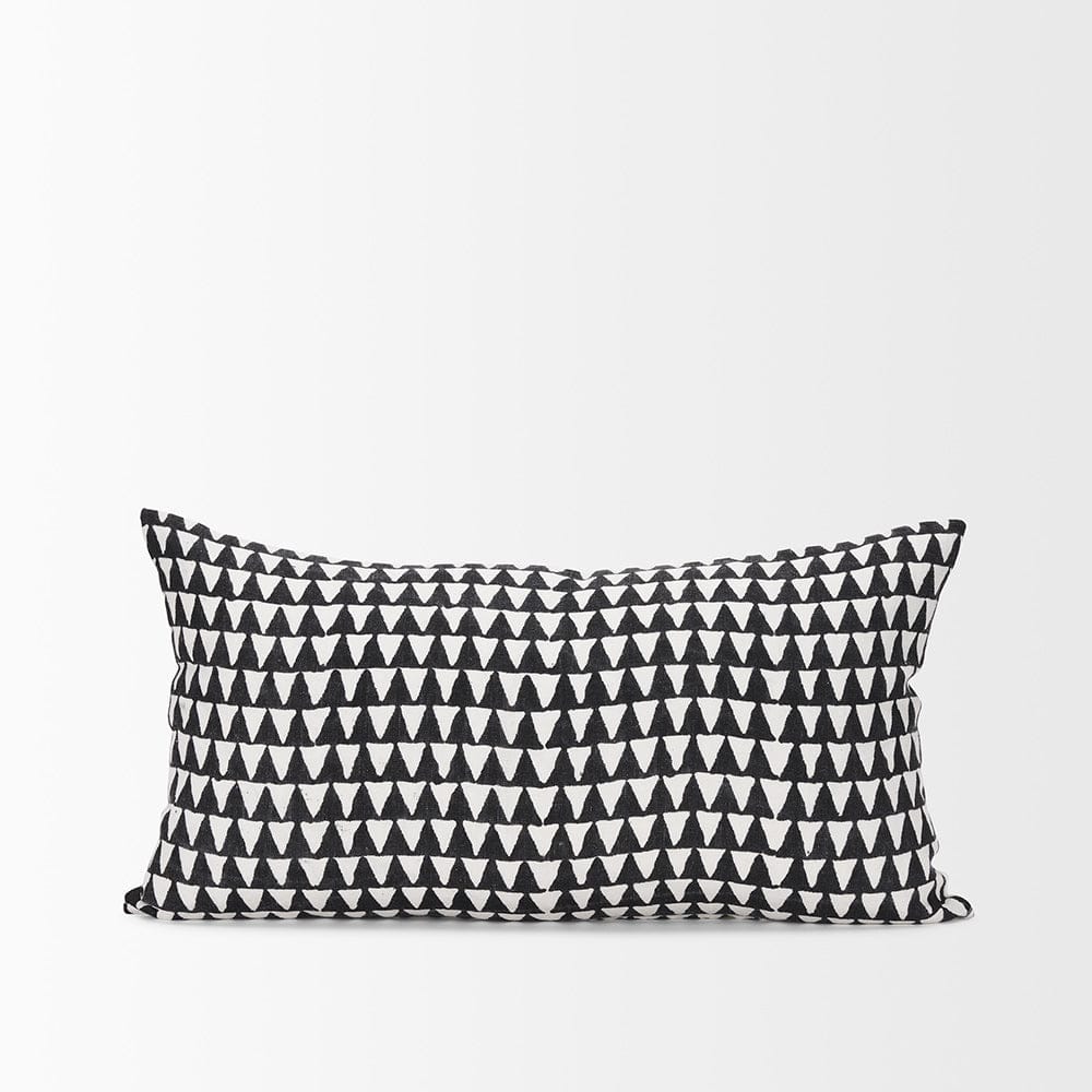 Mercana - Jolie Cream w/ Black Print Linen Lumbar Decorative Pillow Cover - 70310 view 2