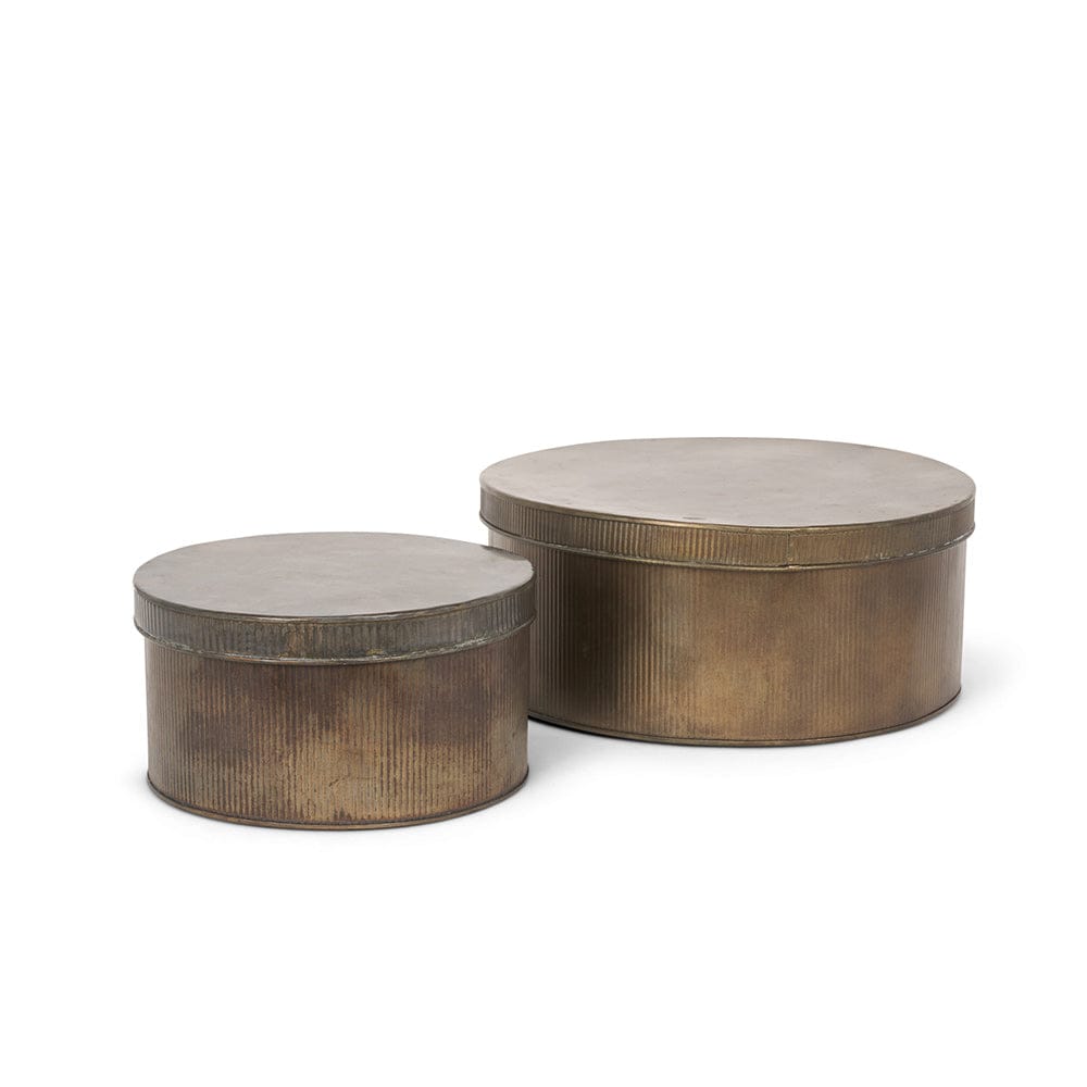 Mercana - Josephine Round Antique Gold Metal Box (Set of 2) - 70518 view 1