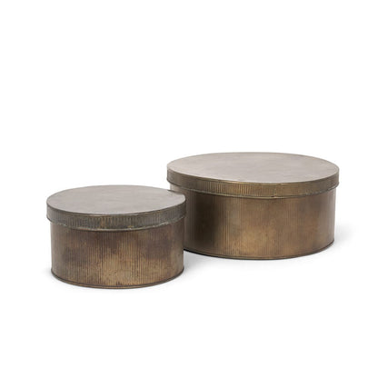 Mercana - Josephine Round Antique Gold Metal Box (Set of 2) - 70518 view 1