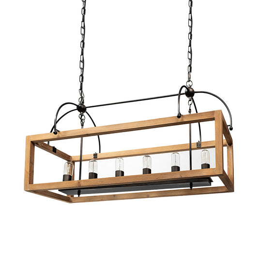Mercana - Josie 42"x14.5"x20" Natural Wood Chassis Six Light Chandelier - 68981_CLOSEOUT view 1