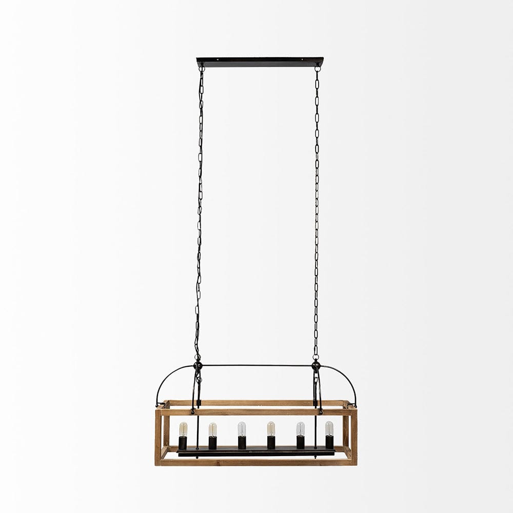 Mercana - Josie 42"x14.5"x20" Natural Wood Chassis Six Light Chandelier - 68981_CLOSEOUT view 2