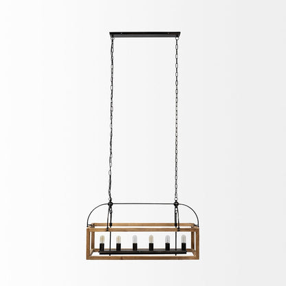 Mercana - Josie 42"x14.5"x20" Natural Wood Chassis Six Light Chandelier - 68981_CLOSEOUT view 2