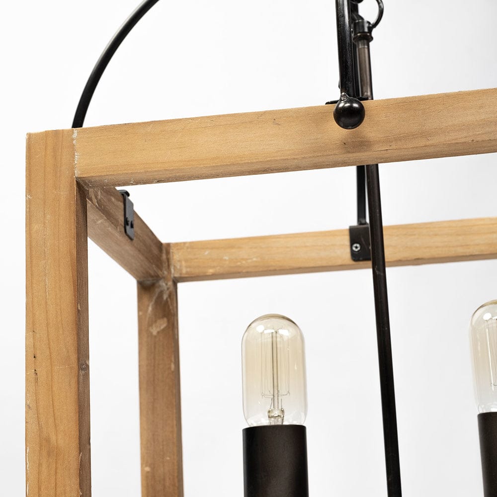 Mercana - Josie 42"x14.5"x20" Natural Wood Chassis Six Light Chandelier - 68981_CLOSEOUT view 6
