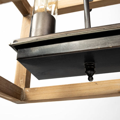 Mercana - Josie 42"x14.5"x20" Natural Wood Chassis Six Light Chandelier - 68981_CLOSEOUT view 8