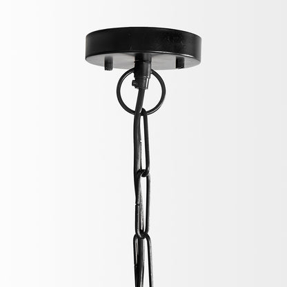 Mercana - Jules 25x25 Blonde Wood and Black Metal Six Bulb Chandelier Light - 68404_CLOSEOUT view 3