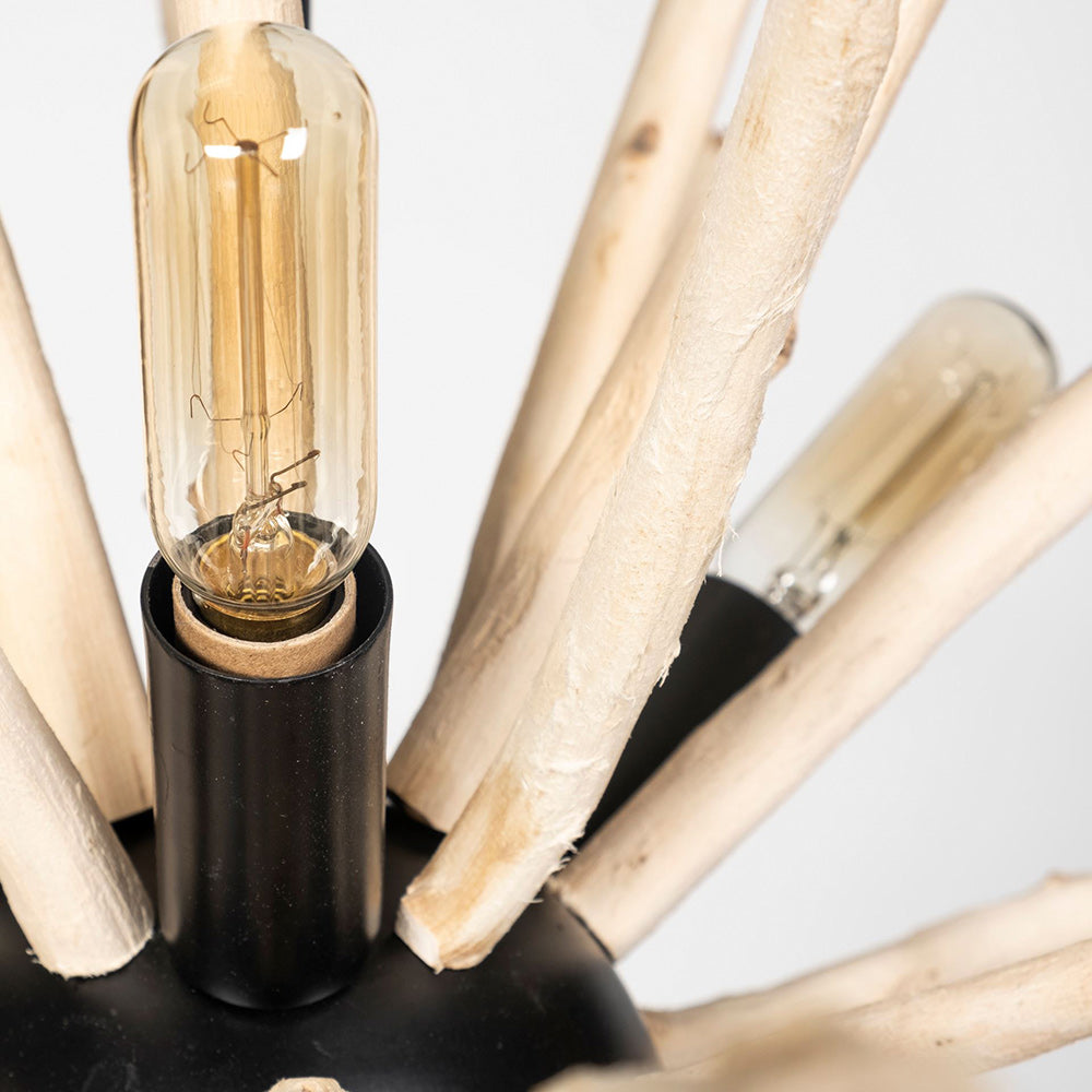 Mercana - Jules 25x25 Blonde Wood and Black Metal Six Bulb Chandelier Light - 68404_CLOSEOUT view 5