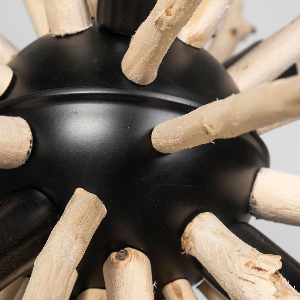 Mercana - Jules 25x25 Blonde Wood and Black Metal Six Bulb Chandelier Light - 68404_CLOSEOUT view 6