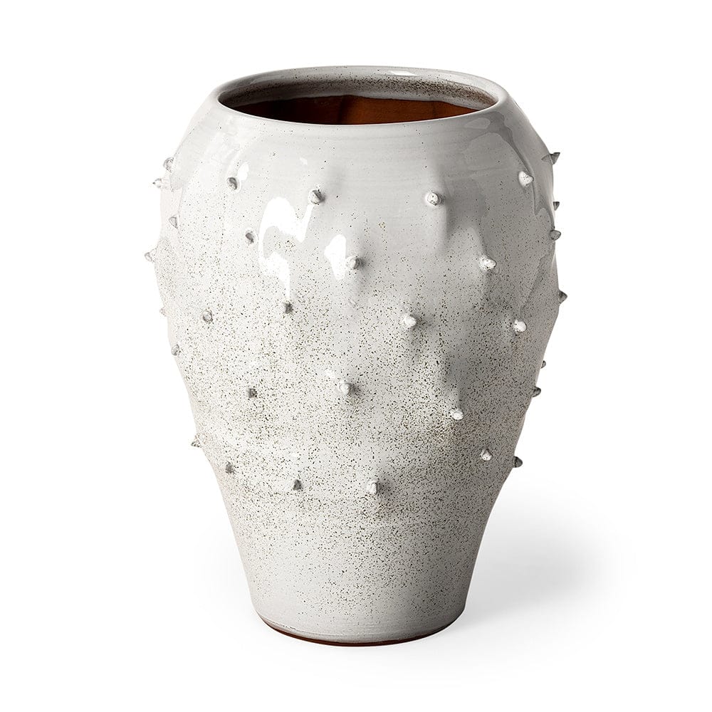 Mercana - Julian Large Glossy White Ceramic Spoked Vase - 68908 view 1