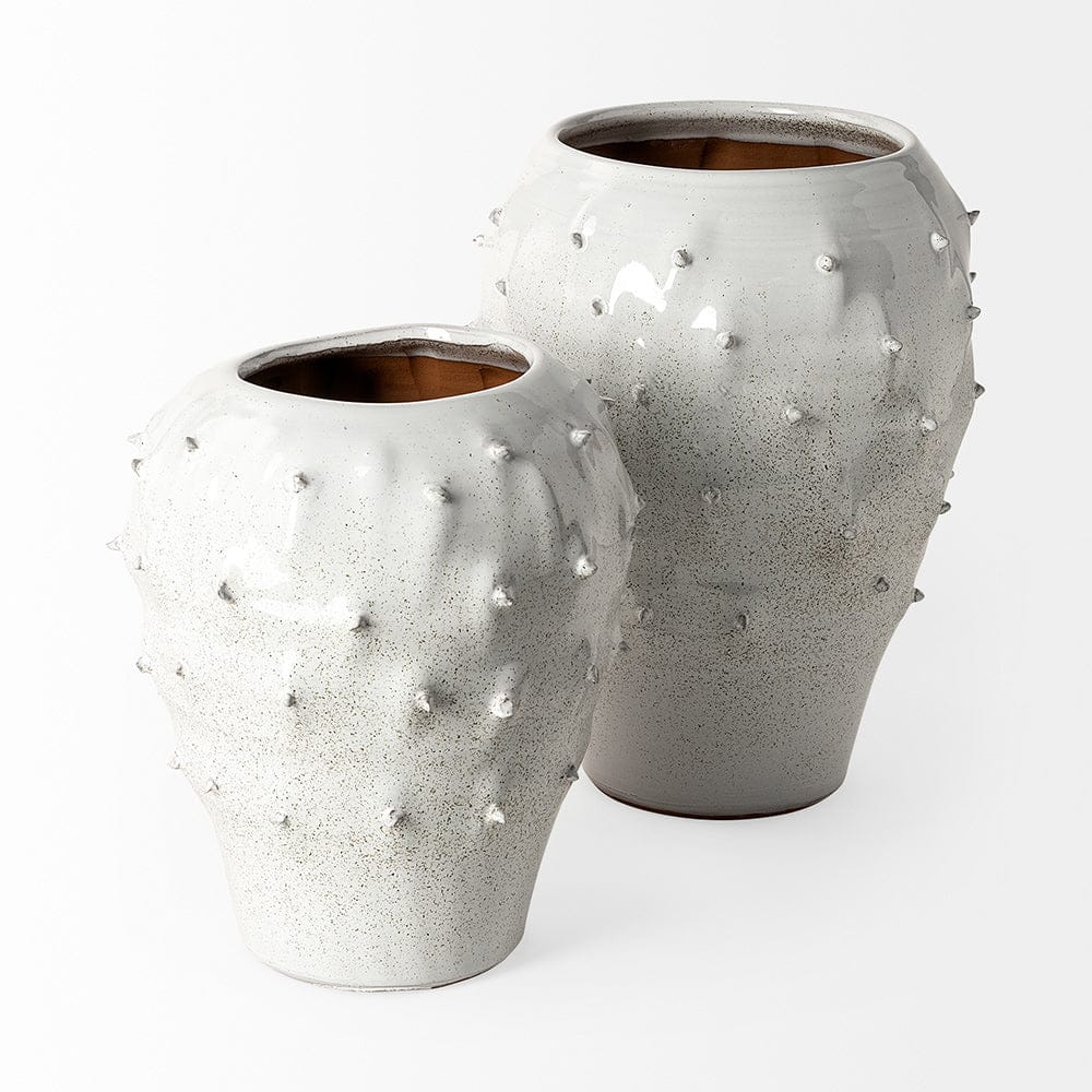 Mercana - Julian Large Glossy White Ceramic Spoked Vase - 68908 view 4