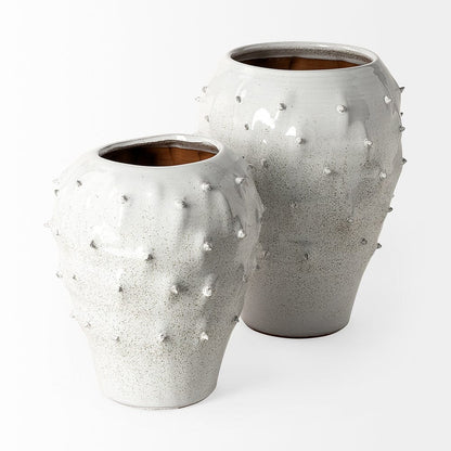 Mercana - Julian Large Glossy White Ceramic Spoked Vase - 68908 view 4