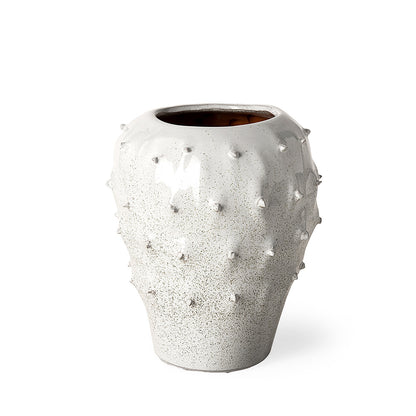 Mercana - Julian Small Glossy White Ceramic Spoked Vase - 68907 view 1