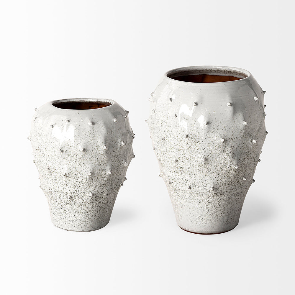 Mercana - Julian Small Glossy White Ceramic Spoked Vase - 68907 view 7