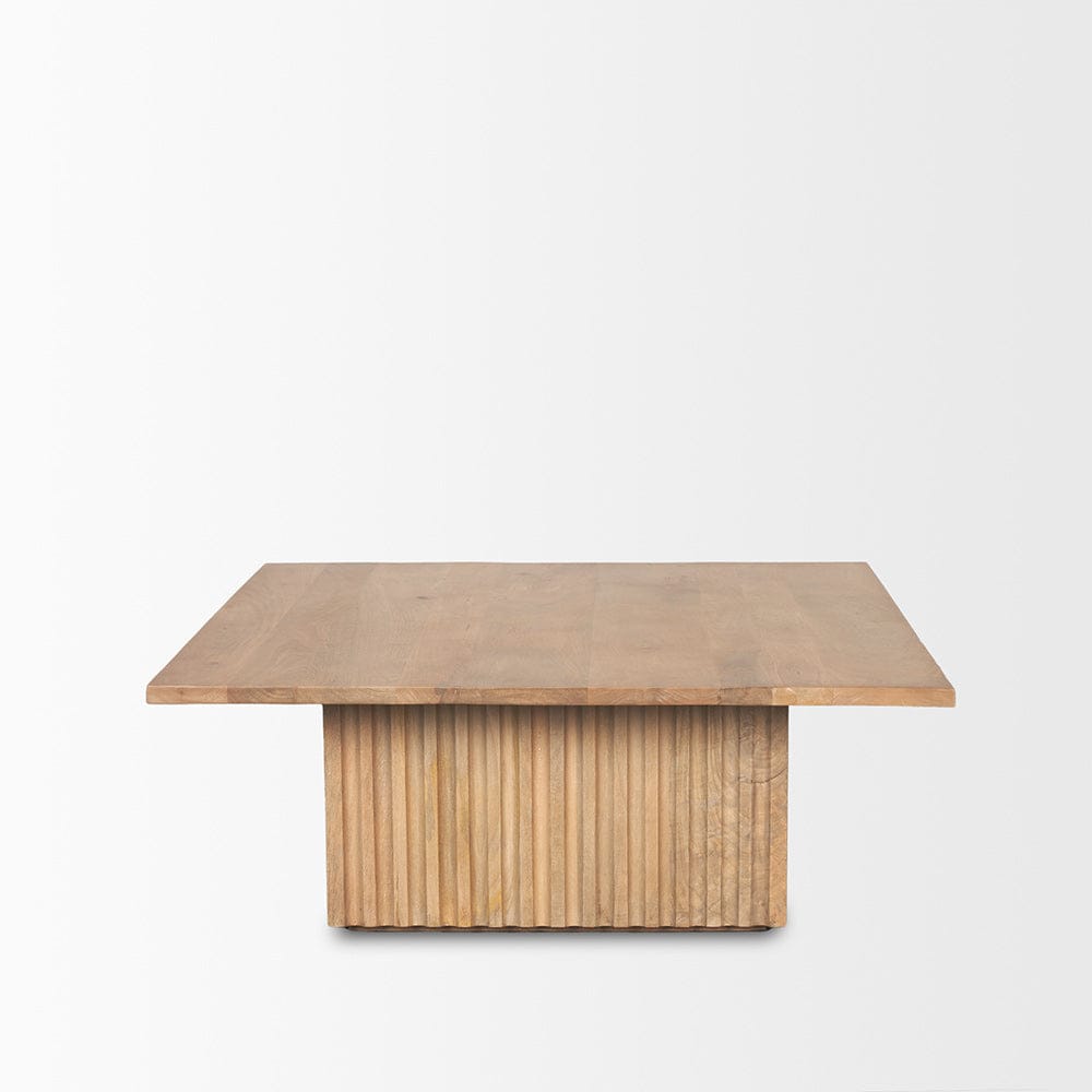 Mercana - June Light Brown Wood w/ Fluting Square Coffee Table - 70632-AB view 2