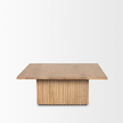 Mercana - June Light Brown Wood w/ Fluting Square Coffee Table - 70632-AB view 2