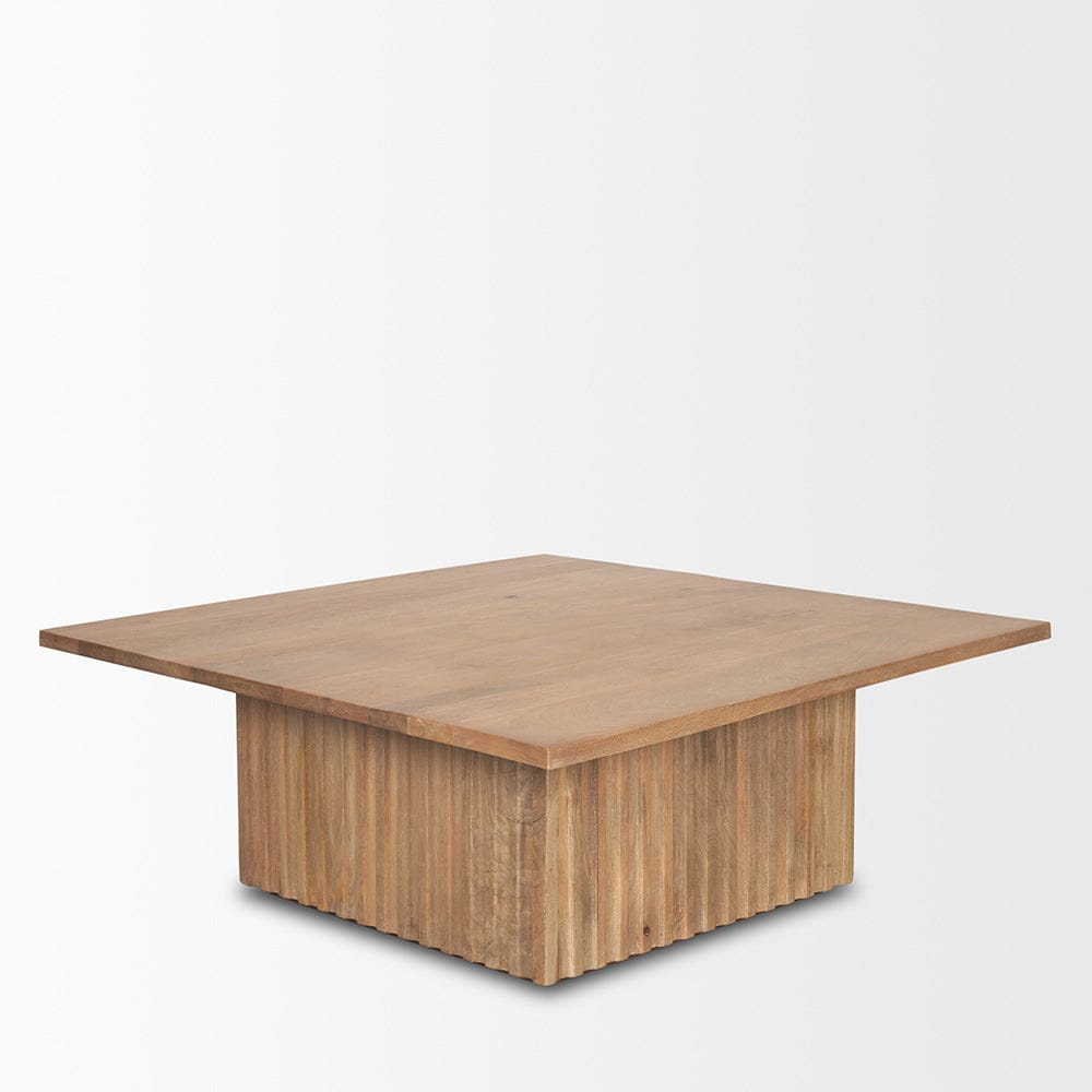 Mercana - June Light Brown Wood w/ Fluting Square Coffee Table - 70632-AB view 3