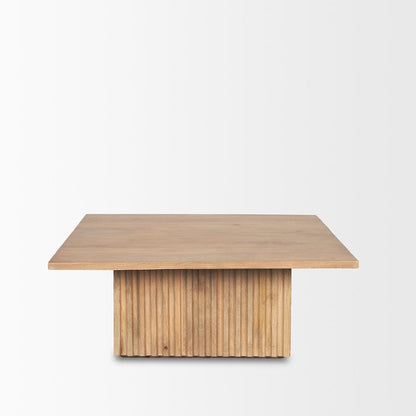 Mercana - June Light Brown Wood w/ Fluting Square Coffee Table - 70632-AB view 4