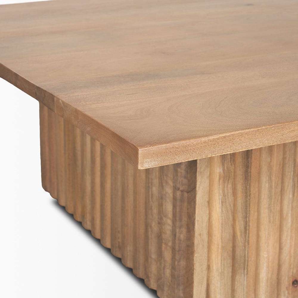 Mercana - June Light Brown Wood w/ Fluting Square Coffee Table - 70632-AB view 5