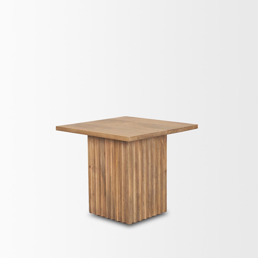 Mercana - June Light Brown Wood w/ Fluting Square Side Table - 70631 view 3