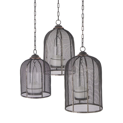 Mercana - Jutland Set of Three Black Metal Bird Cage Candle Holder Lanterns - 53275_CLOSEOUT view 1