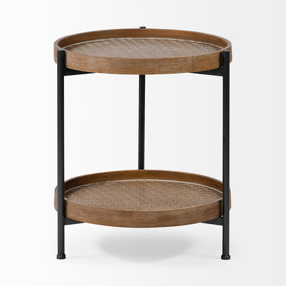 Mercana - Kade III 16.9" Round Top Natural Brown Wood and Gray Metal Frame Tray-Style End/Side Table - 68544 view 2