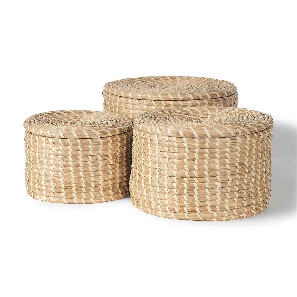 Mercana - Kailini Nesting Seagrass & Palm Leaf Boxes with Lids (Set of 3) - 70231 view 1