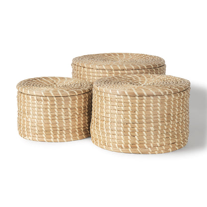 Mercana - Kailini Nesting Seagrass & Palm Leaf Boxes with Lids (Set of 3) - 70231 view 1