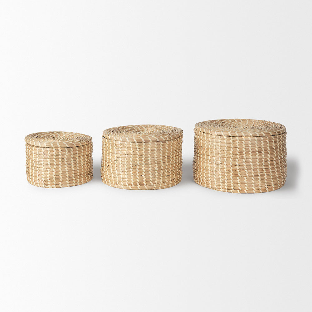 Mercana - Kailini Nesting Seagrass & Palm Leaf Boxes with Lids (Set of 3) - 70231 view 2