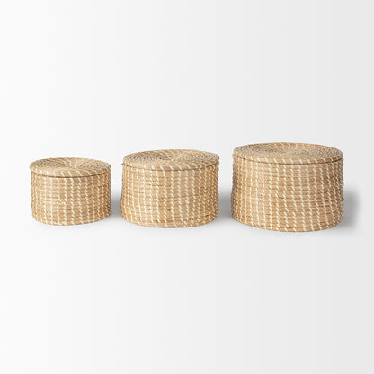 Mercana - Kailini Nesting Seagrass & Palm Leaf Boxes with Lids (Set of 3) - 70231 view 2